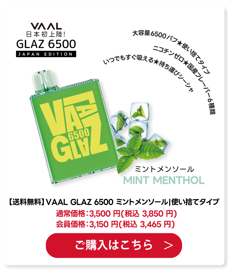 VAAL GLAZ 6500(バール グラズ) 持ち運びシーシャ|使い捨てタイプ