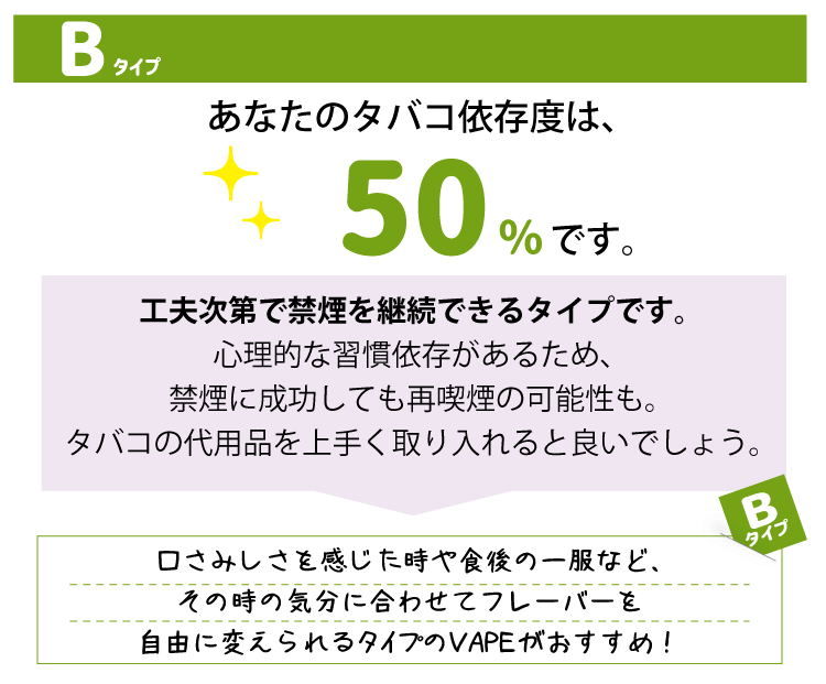 【タバコ依存度チェック】あなたにピッタリな「吸える」禁煙診断！Bタイプ