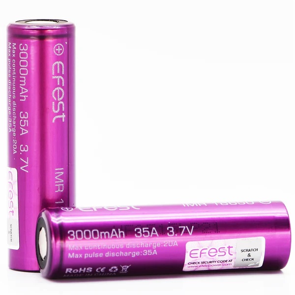 会員10OFF】EFEST IMR18650充電池 3,000mAh 35A バッテリー・アクセサリー  ベイプ・シーシャ・CBD・電子タバコ専門店「vape studio」